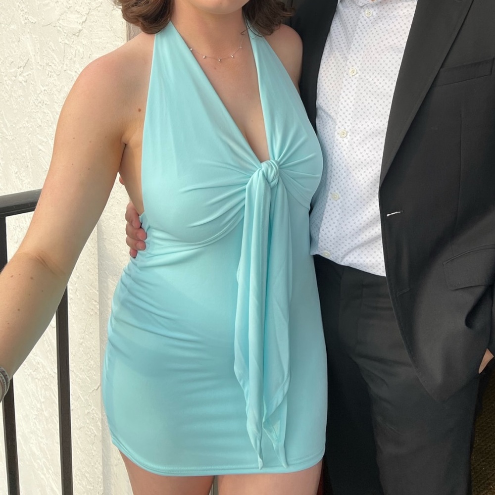White Fox Let's Get Loud Mini Dress Baby Blue